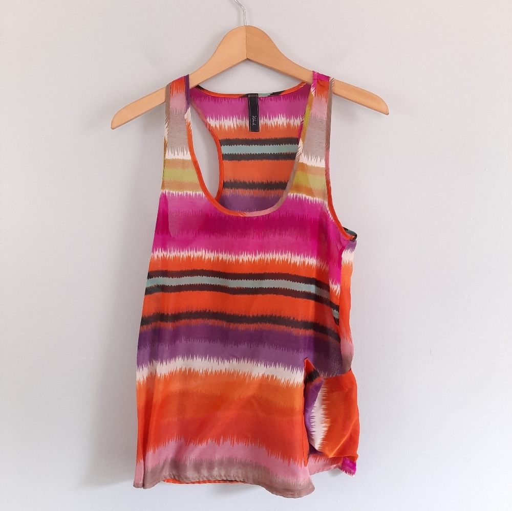 Wish Multicolor Scoop Neck Pocket Detail Tank Top